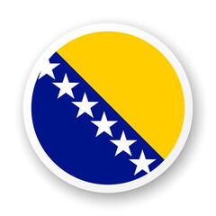 Flag of Bosnia and Herzegovina flat icon. Round vector element with shadow. Best for mobile apps, UI and web design.