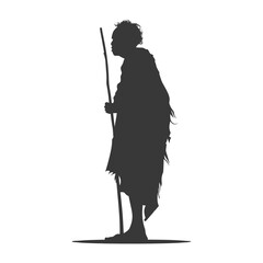 Silhouette native African tribe elderly man black color only