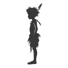 Silhouette native African tribe little boy black color only