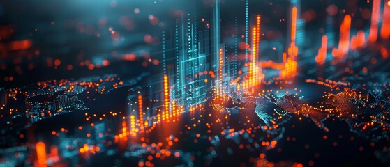 Fototapeta premium Abstract global market trends close up, economic data, dynamic, fusion, digital world