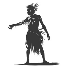 Fototapeta premium Silhouette native African tribe man black color only