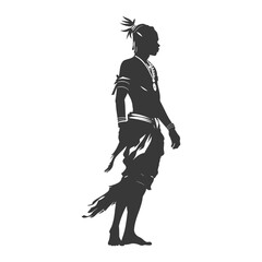 Fototapeta premium Silhouette native African tribe man black color only