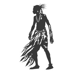 Naklejka premium Silhouette native African tribe man black color only