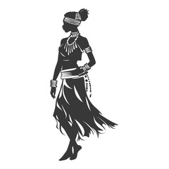 Silhouette native African tribe woman black color only