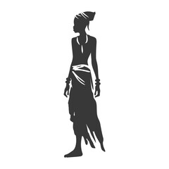 Silhouette native African tribe woman black color only
