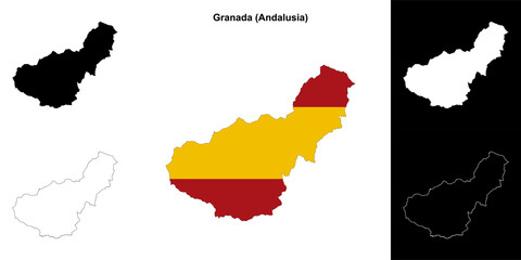 Granada province outline map set