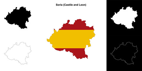 Fototapeta premium Soria province outline map set
