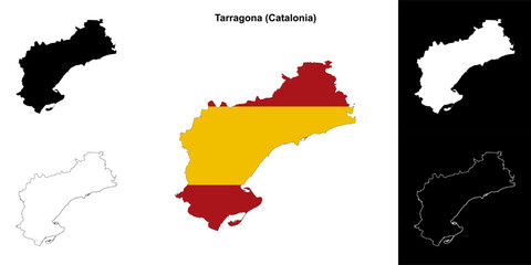 Tarragona province outline map set