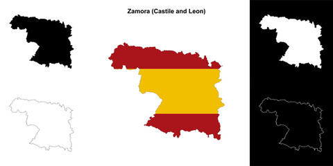 Zamora province outline map set