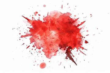 Red watercolor blot isolated on a white background. AI generative
