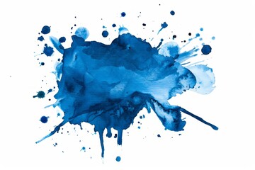 Blue watercolor blot isolated on a white background. AI generative