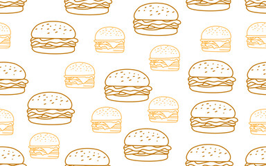 doodle burger pattern background. doodle fast food burger seamless pattern background. seamless pattern of burger in doodle style. Seamless Pattern of a Cheese Burger or Hamburger. hamburger pattern.