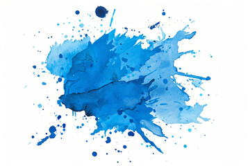 Blue watercolor blot isolated on a white background. AI generative