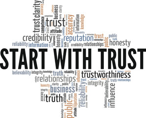 Start With Trust word cloud conceptual design isolated on white background.
