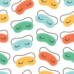 Seamless pattern with cute sleep masks. Vector illustration in flat style