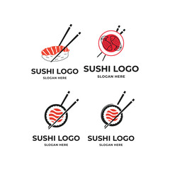 set collection sushi logo design concept for restaurant menu