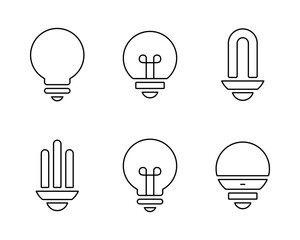 Light bulb line icon set collection. Lamp concept