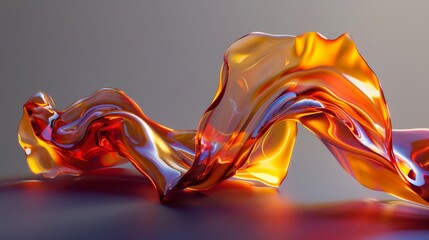 Abstract digital art showing fluid, molten-like shapes in vibrant orange and red hues, creating a dynamic and captivating visual effect.