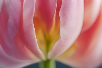 Close-up of a tulip Petal, Color Gradients, Fine Lines, Macro Photography, Floral Details, Vibrant Pink, purple, yellow and Orange Flower, High Resolution