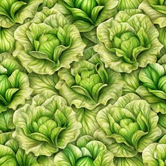 Obraz premium Illustrated lettuce in seamless pattern