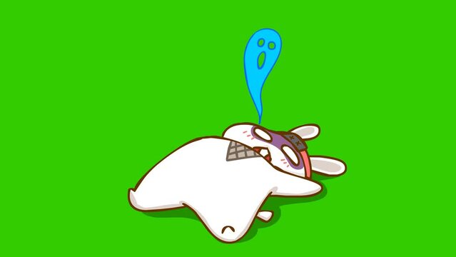 Animated Ninja Rabbit Shocked to Death - Green Screen Video