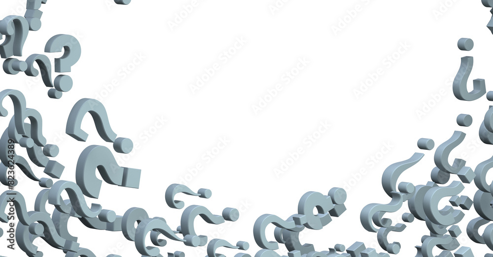 Aufkleber question marks. computer generated 3d