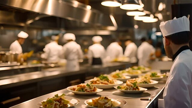 Chef Working in Kitchen Preparing Food Generative AI