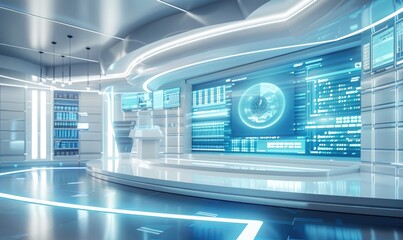 Sleek breaking news production set