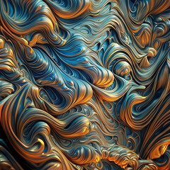 Liquid background marbled with paint. Intense colorful mix of bright acrylic colors.