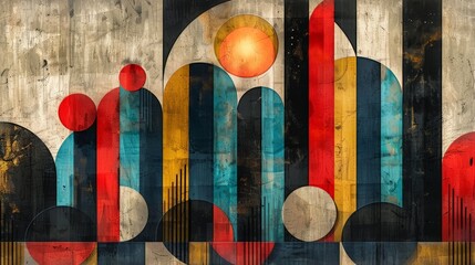 Experience the allure of geometric patterns with this captivating illustration, showcasing a symphony of shapes and colors that evoke a sense of modern elegance.