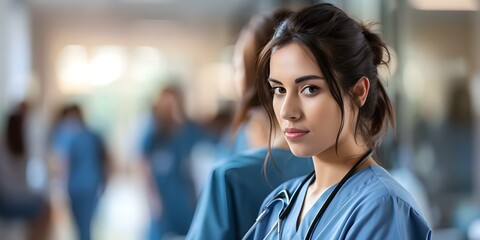 Hospital nurse providing patient care. Concept Medical services, Patient care, Healthcare assistance, Nursing practices, Hospital procedures