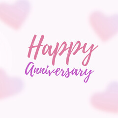 Happy Anniversary greetings card design with blurry hearts