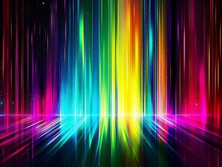 Fototapeta premium Vertical line background with Rainbow colorful spectrum, Bright neon rays, and glowing lines Generative AI