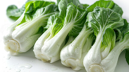 fresh bokchoy vegetables on a white background