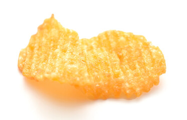 Ridged potato chips isolated on white background
