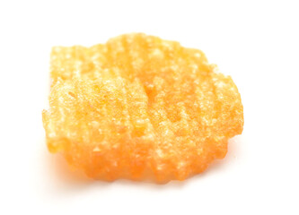 Ridged potato chips isolated on white background