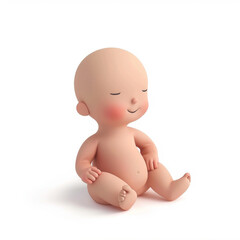 Newborn baby icon in 3D style on a white background

