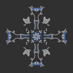 Cat hiding. Colors Blue and Gray.