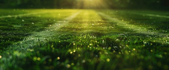 Abstract Football Field With Dynamic Fractals With Copy Space, Football Background