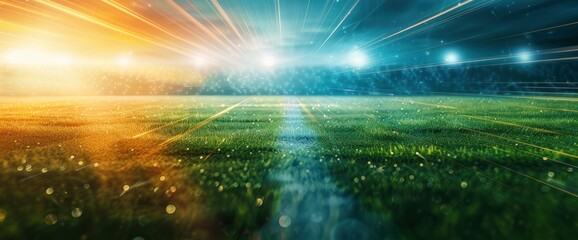 Abstract Football Field With Energy Pulses With Copy Space, Football Background