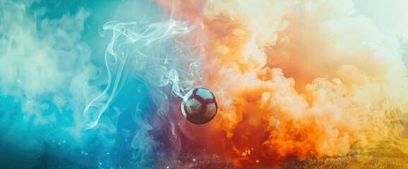 Abstract Football Game With Swirling Mists With Copy Space, Football Background