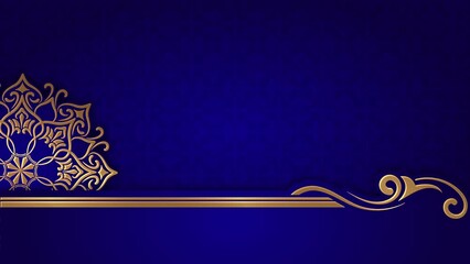 Motion pictures, luxury blue background, with gold floral ornaments creeping