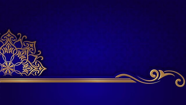 Motion pictures, luxury blue background, with gold floral ornaments creeping