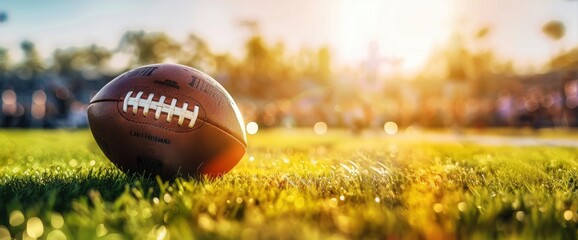 Abstract Representation Of A Touchdown In Vibrant Colors With Copy Space, Football Background