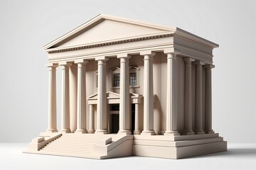 Obraz premium 3D minimalistic illustration of a bank building.
