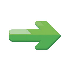 3D green arrow pointing right with gradient, isolated on transparent background, Generative AI