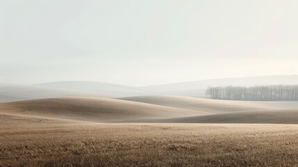 Fototapeta premium An empty landscape abstract background with soft hues and minimalist design elements, evoking a sense of emptiness and tranquility. The composition focuses on open spaces and subtle textures,
