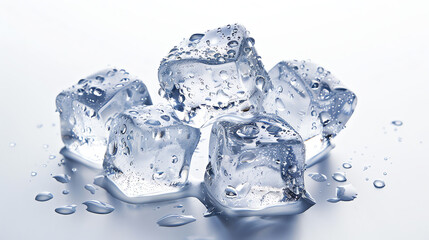 Close-Up of Ice Cubes on White Background