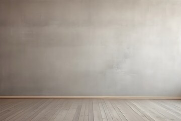 Grey Minimalist Empty Room with Wooden Flooring - Blank Interior Background for Presentations,Layouts or Product Displays