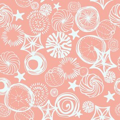 Seamless pattern of isolated abstract and stylized elements on the theme 